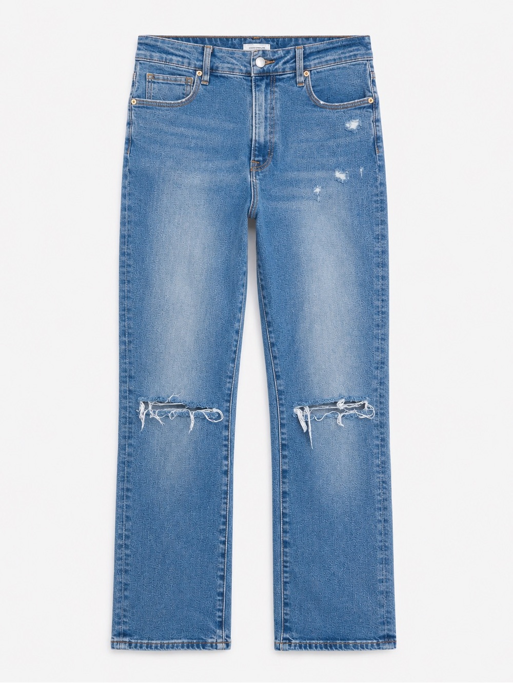 GOOD AMERICAN Good Classic Slim Straight High Rise Distressed Jean